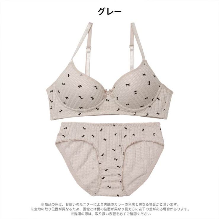 【ノンワイヤー】ガーリーリボンワッフルブラジャー&フルバックショーツ | Dazzy | 詳細画像7 