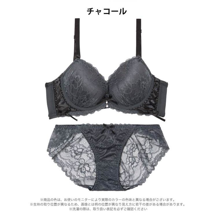 スピンドルリボンレース脇高ブラジャー&バック透けフルバックショーツ | Dazzy | 詳細画像9 