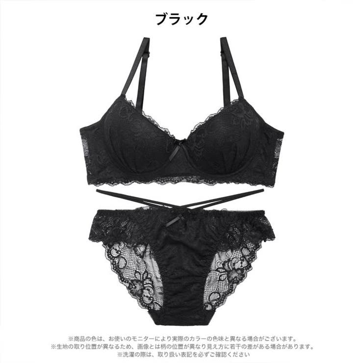 クラシカルフルールレース脇高ブラジャー&バック透けフルバックショーツ | Dazzy | 詳細画像9 