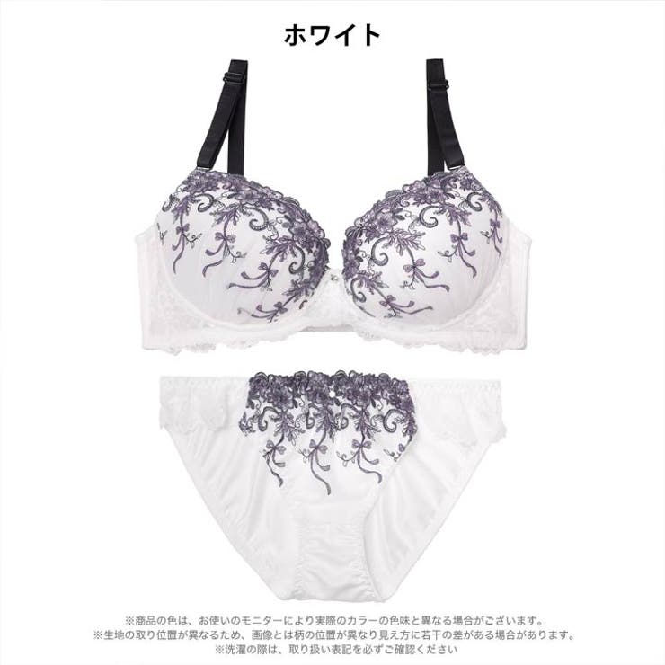 【EFサイズ】エレガントリボンブルーム脇高ブラジャー&フルバックショーツ | Dazzy | 詳細画像9 