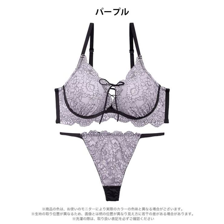 【かとゆり着用】グレイスフラワーレースアップブラジャー&Tバックショーツ | Dazzy | 詳細画像10 