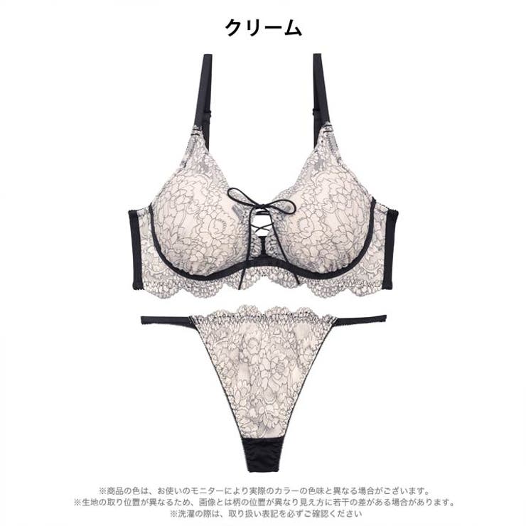 【かとゆり着用】グレイスフラワーレースアップブラジャー&Tバックショーツ | Dazzy | 詳細画像9 