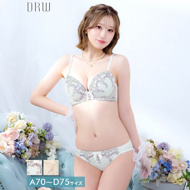 パステルフルーレットブラジャー&フルバックショーツ | Dazzy | 詳細画像1 