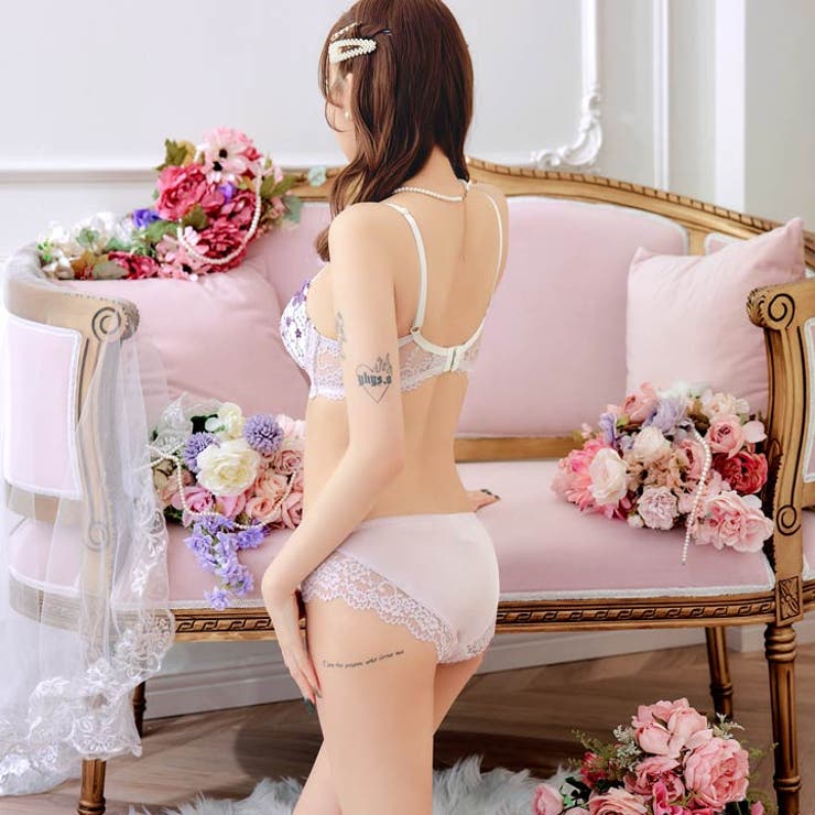 ブルーミングフラワーガーデン脇高ブラジャー&フルバックショーツ | Dazzy | 詳細画像7 