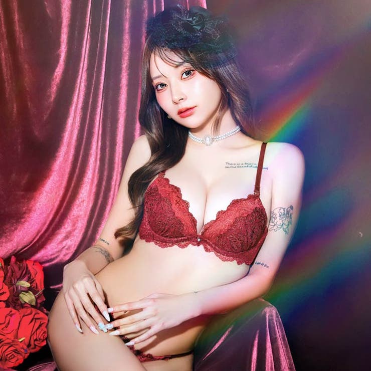 【EFサイズ】グレイスシャイニーエンブロイダリーブラジャー&フルバックショーツ | Dazzy | 詳細画像6 