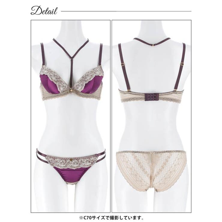 【EFサイズ】ロイヤルジュエリーサテンブラジャー&バック透けフルバックショーツ | Dazzy | 詳細画像13 