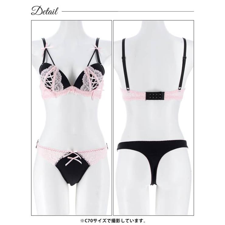 メルティリボンレースアップブラジャー&Tバックショーツ | Dazzy | 詳細画像12 