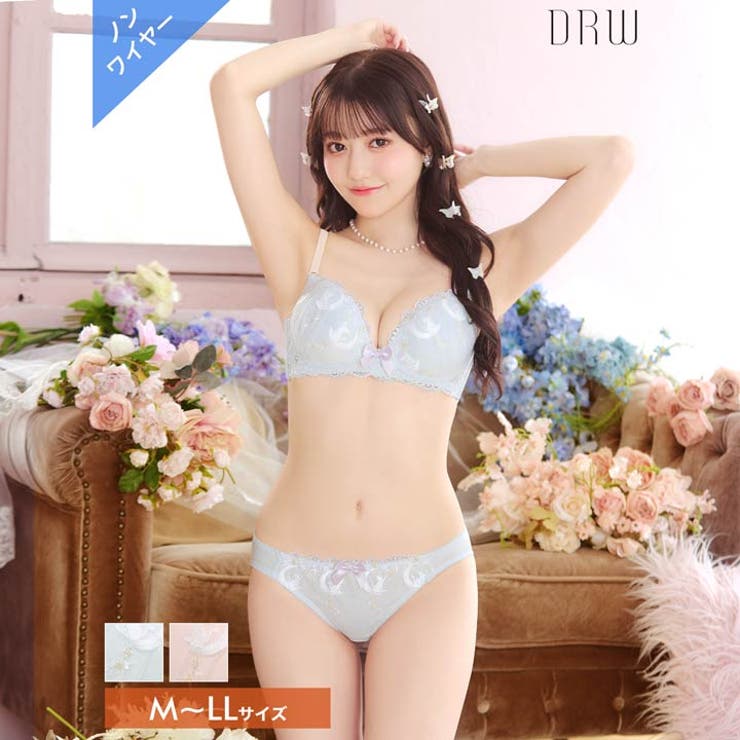 【ノンワイヤー】エフェメールルナミネットブラジャー&フルバックショーツ | Dazzy | 詳細画像1 