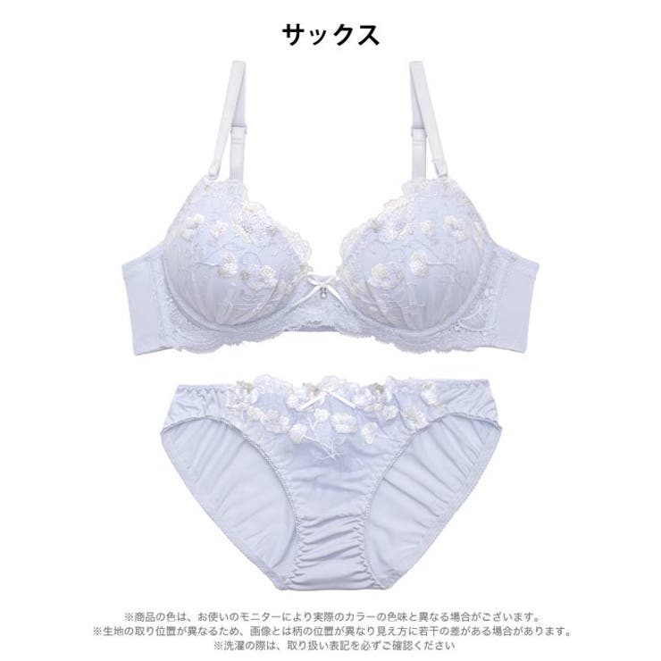 【ノンワイヤー】ミルキーブルーミングフラワーブラジャー＆フルバックショーツ | Dazzy | 詳細画像10 