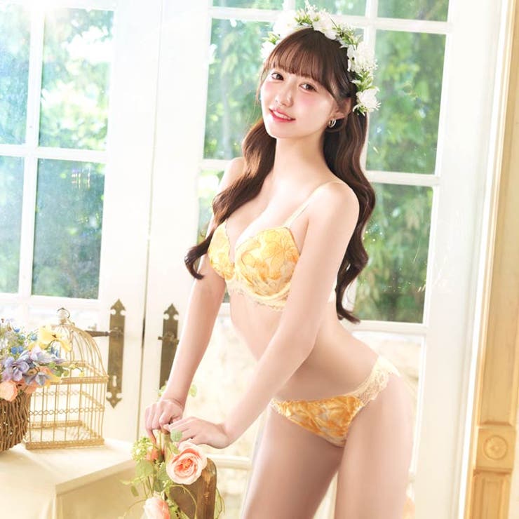 ロマンティックブライトフラワー脇高ブラジャー&フルバックショーツ | Dazzy | 詳細画像9 