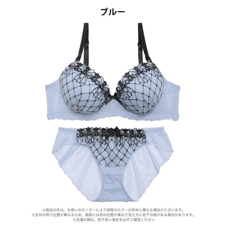 クラシックリボンレースブラジャー&バック透けフルバックショーツ | Dazzy | 詳細画像12 