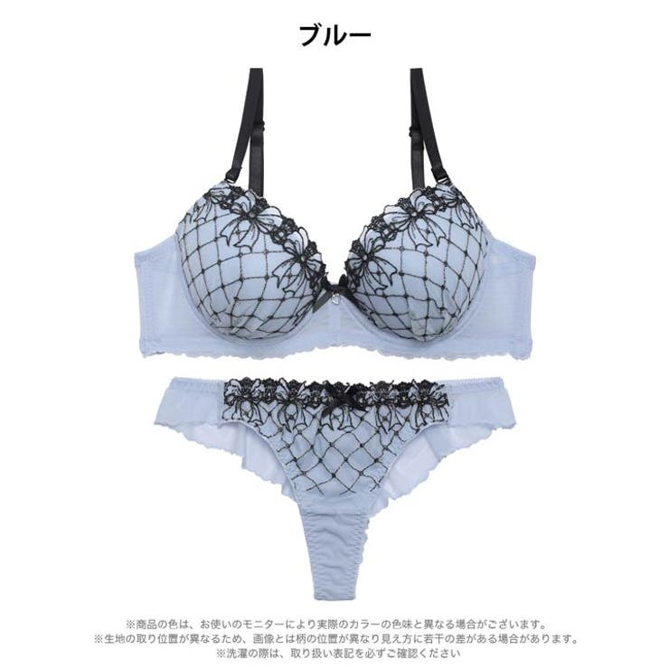 クラシックリボンレースブラジャー&バック透けTバックショーツ | Dazzy | 詳細画像12 
