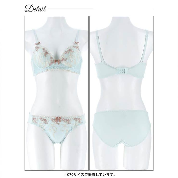 【ノンワイヤー】パステルキュートブルーム脇高ブラジャー&フルバックショーツ | Dazzy | 詳細画像10 