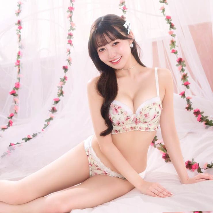 チャーミングフラワーシフォン脇高ブラジャー&フルバックショーツ | Dazzy | 詳細画像6 
