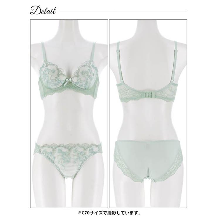 パステルファンシーフラワー脇高ブラジャー&フルバックショーツ | Dazzy | 詳細画像13 