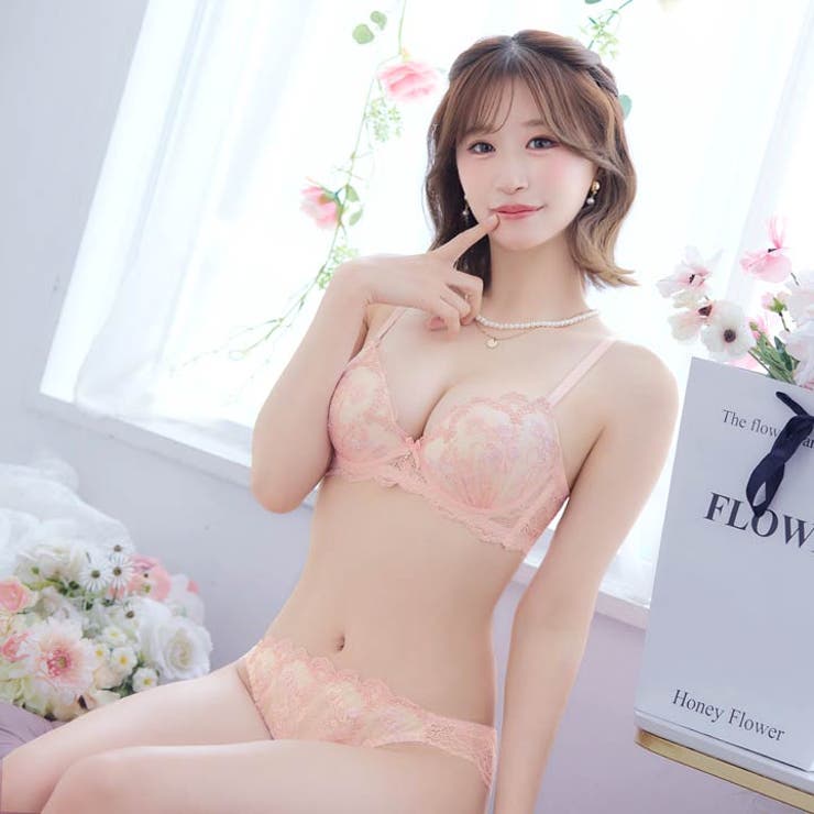 パステルファンシーフラワー脇高ブラジャー&フルバックショーツ | Dazzy | 詳細画像3 