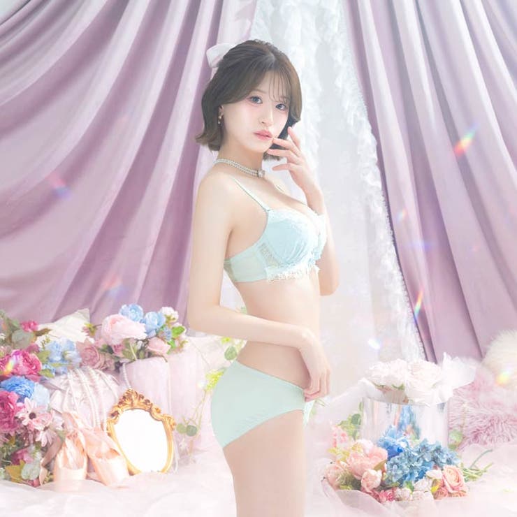 パステルレースフリルブラジャー&フルバックショーツ | Dazzy | 詳細画像6 