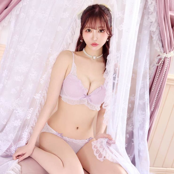 スウィートフリルドットブラジャー&バック透けフルバックショーツ | Dazzy | 詳細画像3 
