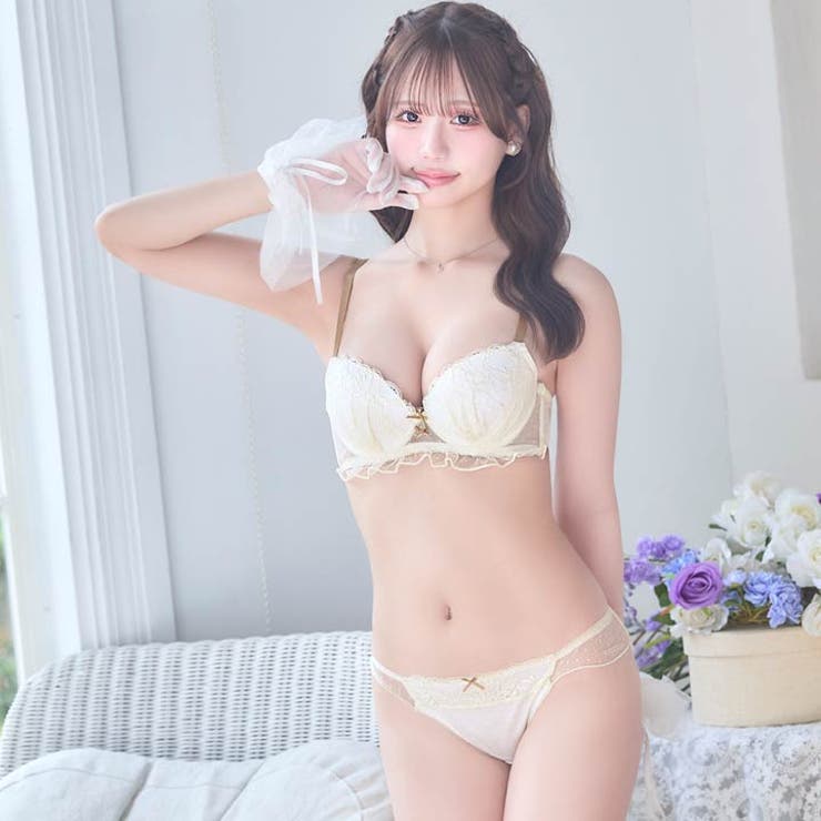 ドットチュールレーシィブラジャー&フルバックショーツ | Dazzy | 詳細画像2 