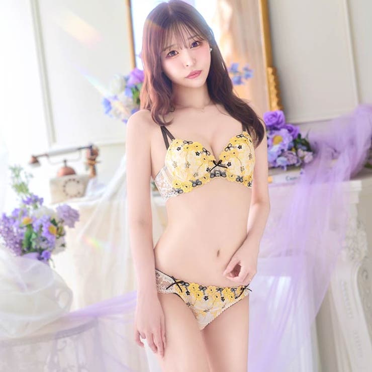 リボンフラワーブーケ脇高ブラジャー&フルバックショーツ | Dazzy | 詳細画像3 