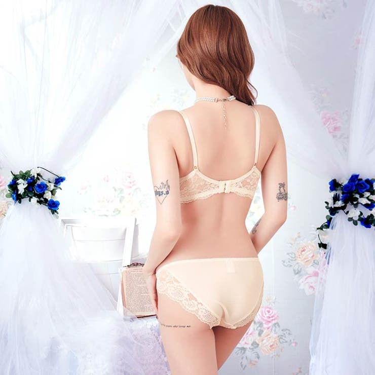 フェミニンブルームレース脇高ブラジャー&フルバックショーツ | Dazzy | 詳細画像6 