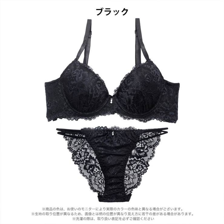 フラワーレースストリング脇高ブラジャー&バック透けフルバックショーツ | Dazzy | 詳細画像11 