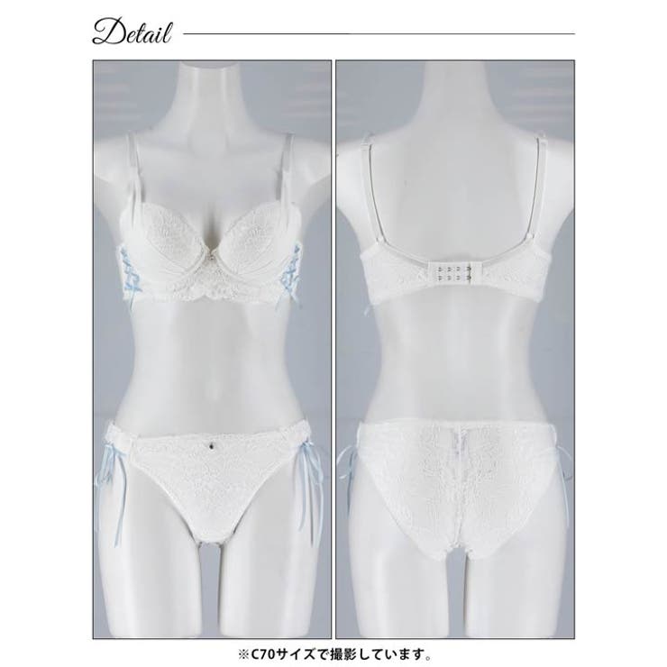 ロマンティックレースアップブラジャー&バック透けフルバックショーツ | Dazzy | 詳細画像13 