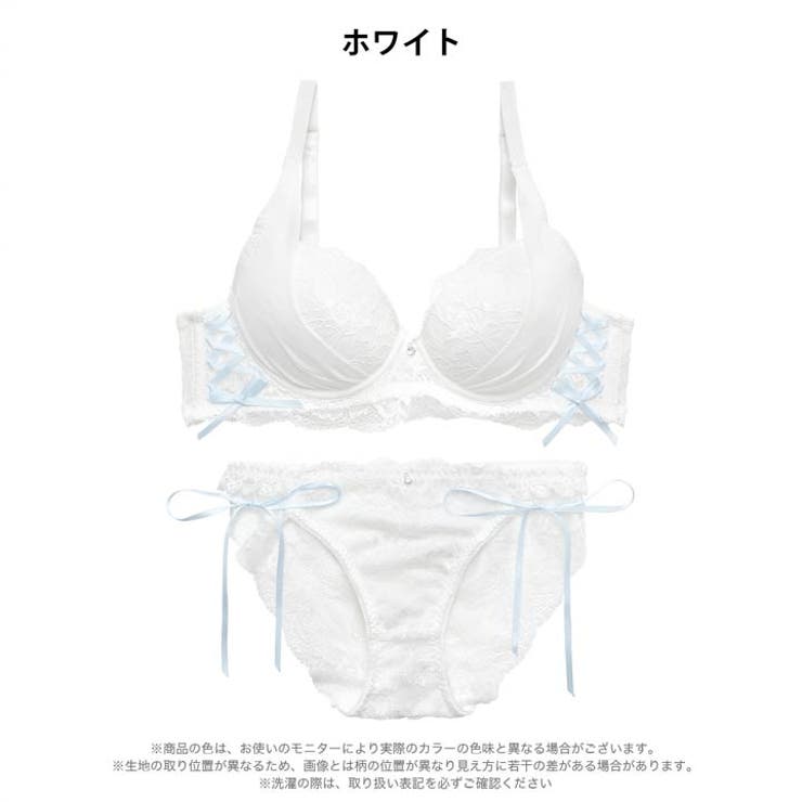 ロマンティックレースアップブラジャー&バック透けフルバックショーツ | Dazzy | 詳細画像9 