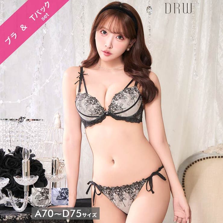 【三上悠亜着用】ノーブルリボンフラワーブラジャー&サイド紐バック透けTバックショ… | Dazzy | 詳細画像1 