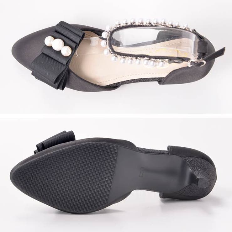 5cmヒール [選べるアンクルストラップ][2way]パールリボンラウンドトゥパ… | Dazzy | 詳細画像8 