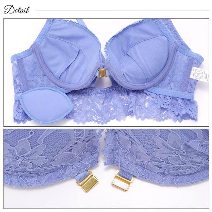 ブラジャー ショーツ セットフラワーレースフロントホックブラジャー | Dazzy | 詳細画像7 
