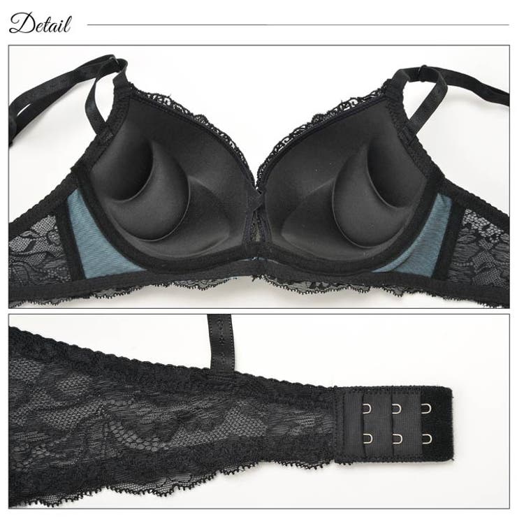 ノンワイヤー スモーキーカラー×ブラックフラワー刺繍 ブラジャー | Dazzy | 詳細画像7 
