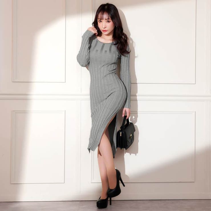 ワンピース ワンカラー スリット[品番：DY000021018]｜Dazzy