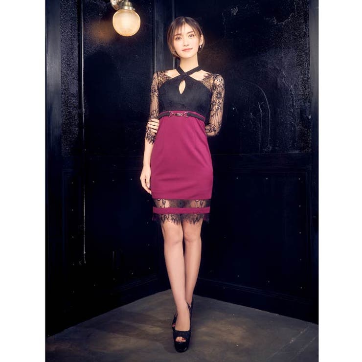 キャバ ドレス クロスネック[品番：DY000023652]｜Dazzy