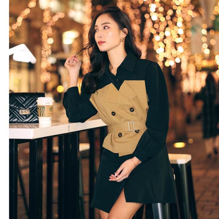 ワンピース バイカラー ベルト付き | Dazzy | 詳細画像7 