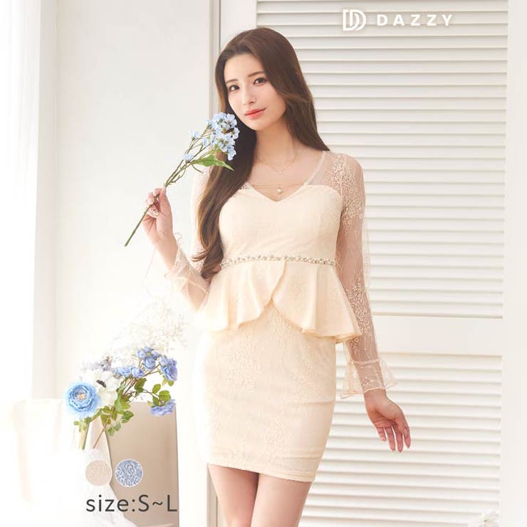 キャバ ドレス ペプラム[品番：DY000025350]｜Dazzy（デイジー