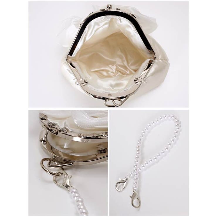 クラッチバッグ 結婚式フラワーモチーフパールチェーンクラッチバッグ