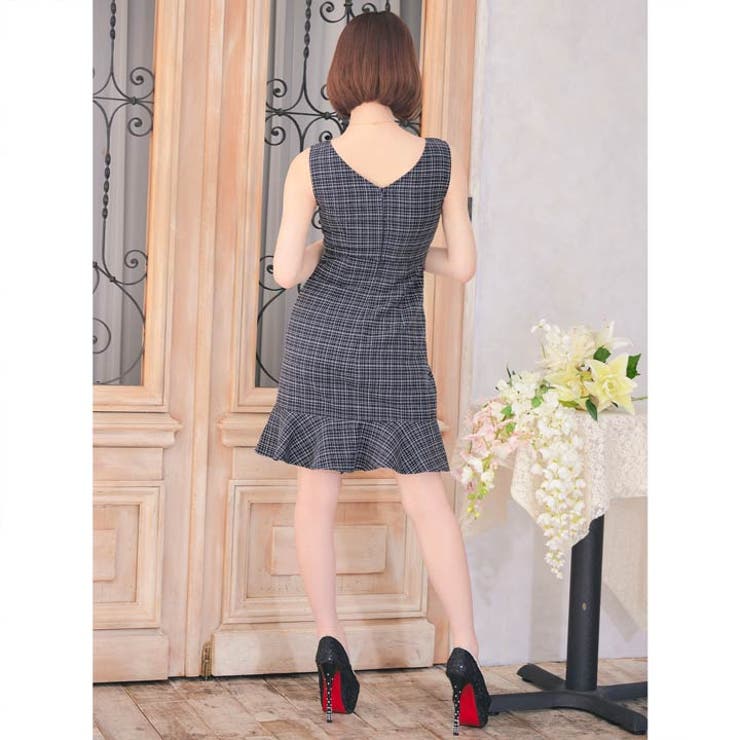 マーメイドツイードチェックドレス/キャバドレス マーメイドツイードチェックドレス/キャバドレス マーメイドツイード