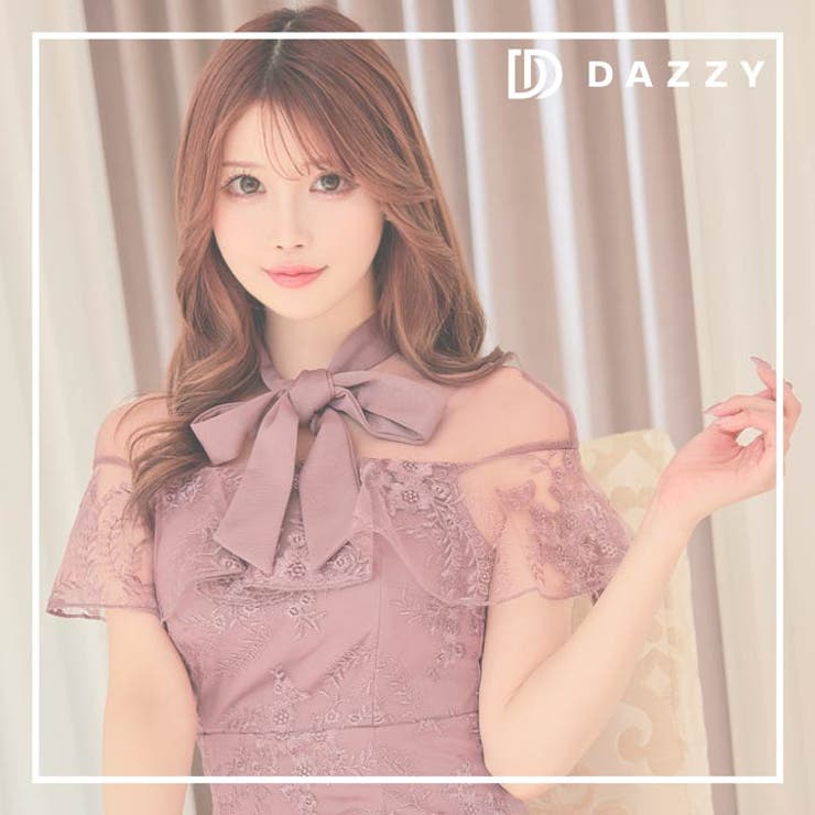 キャバ ドレスドッキングオールレースリボンフリル袖タイトミニドレス ドレス | Dazzy | 詳細画像12