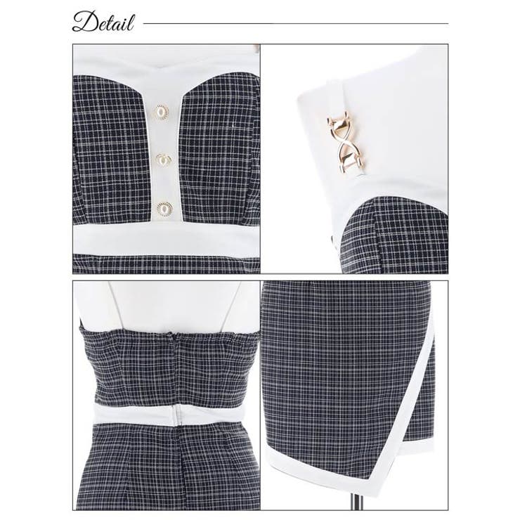 キャバ ドレスチェックラインバックルノースリーブタイトミニドレス ドレス | Dazzy | 詳細画像10 