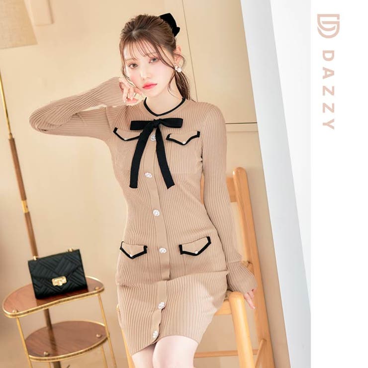 ワンピース フロントリボン ビジューボタン | Dazzy | 詳細画像12 