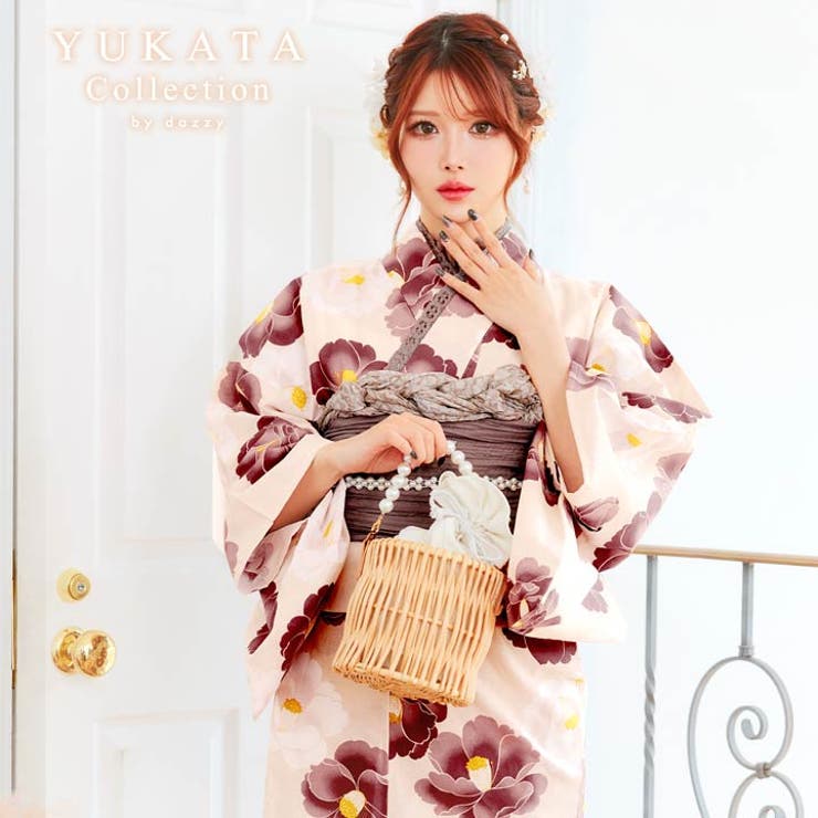 3点SET]フェミニン 椿柄 浴衣【2024年新作[品番：DY000028598]｜Dazzy