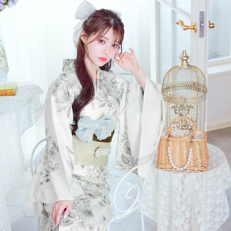 3点SET]モダンペールフラワー柄浴衣【2025年再入荷YUKATA by