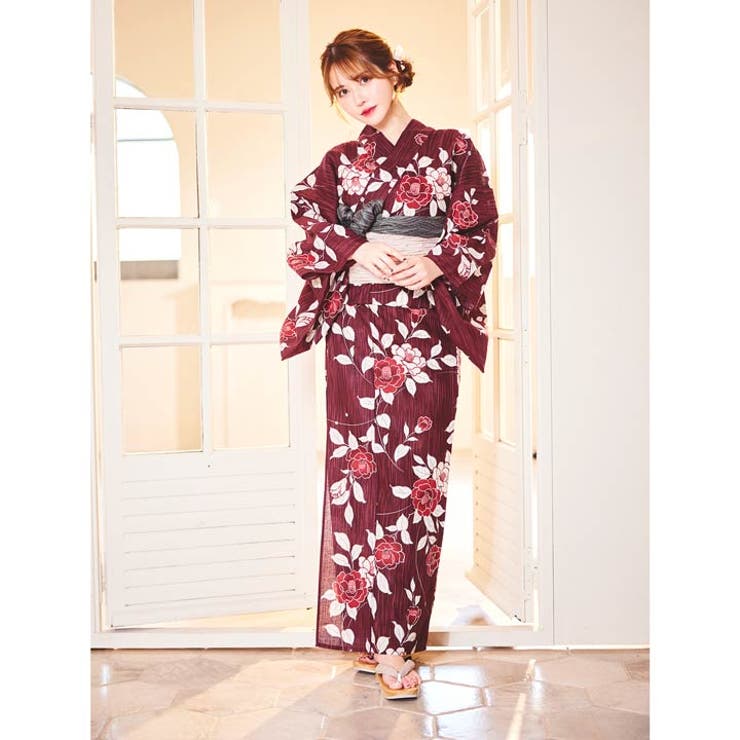 浴衣 dazzy ワインレッド × クリーム 浴衣 dazzy ワインレッド × クリーム 浴衣 dazzy ワインレッド