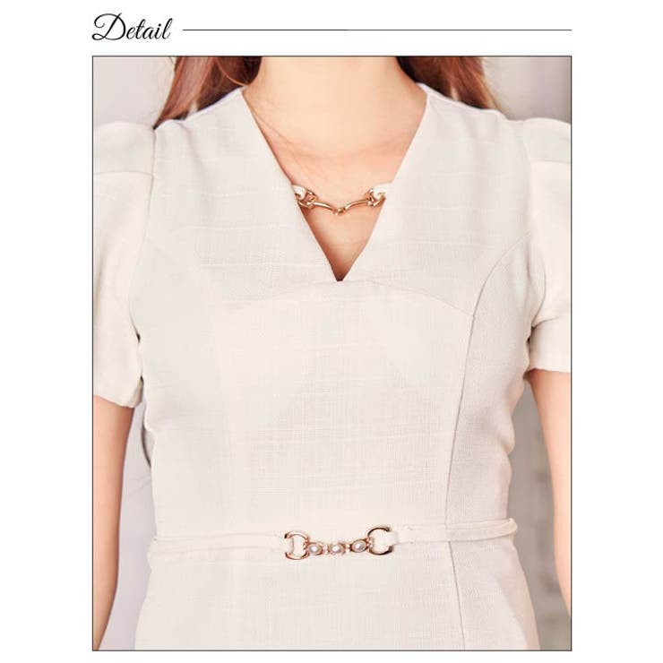 デイジーストア キャバドレス ワンカラーVネックレス付き半袖タイトミニドレス | Dazzy | 詳細画像10 