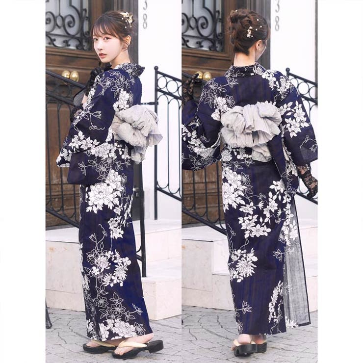 3点SET][dazzyオリジナル]水彩アネモネ柄浴衣【YUKATA by dazzy