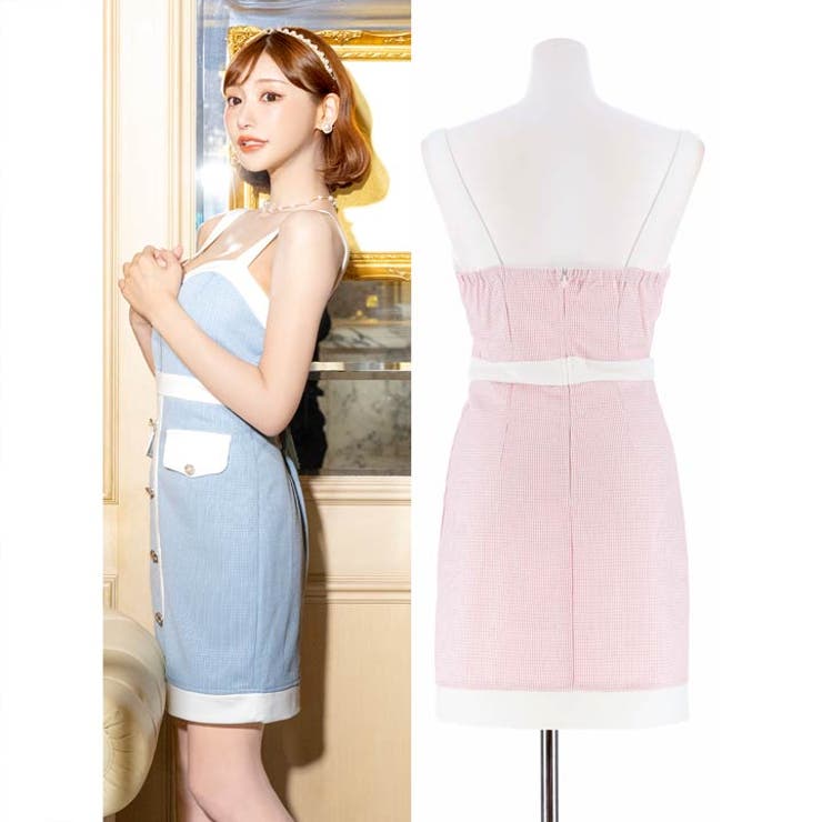 キャバドレス フロントジップ ラインパールビジュー | Dazzy | 詳細画像7 