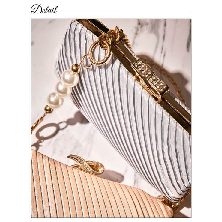 ショルダーバッグ レディースサテンプリーツ アシンメトリー | Dazzy | 詳細画像3 