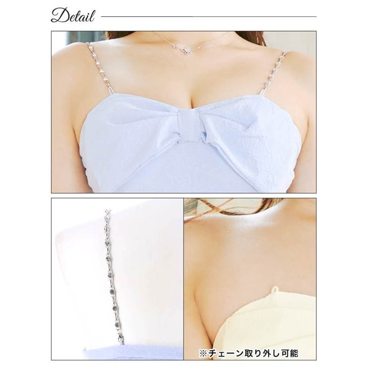 キャバドレス パステルフラワーリボン ビジューキャミソール | Dazzy | 詳細画像10 