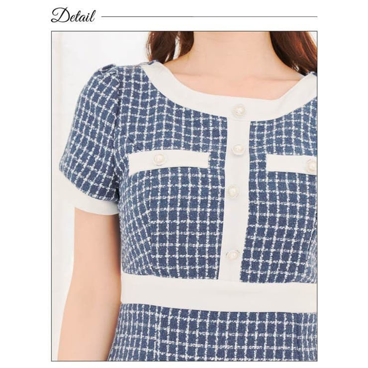 キャバドレス バイカラー チェックツイード | Dazzy | 詳細画像10 